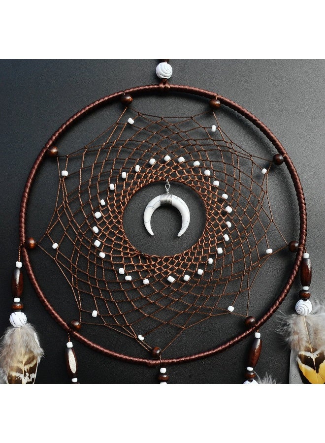 Urdeoms Large Dream Catchers for Bedroom Adult Brown Boho Dream Catcher Wall Decor with Turquoise Hanging Ornament Teen Dorm Room Decor Festival Gift (NO.9) - Image 2